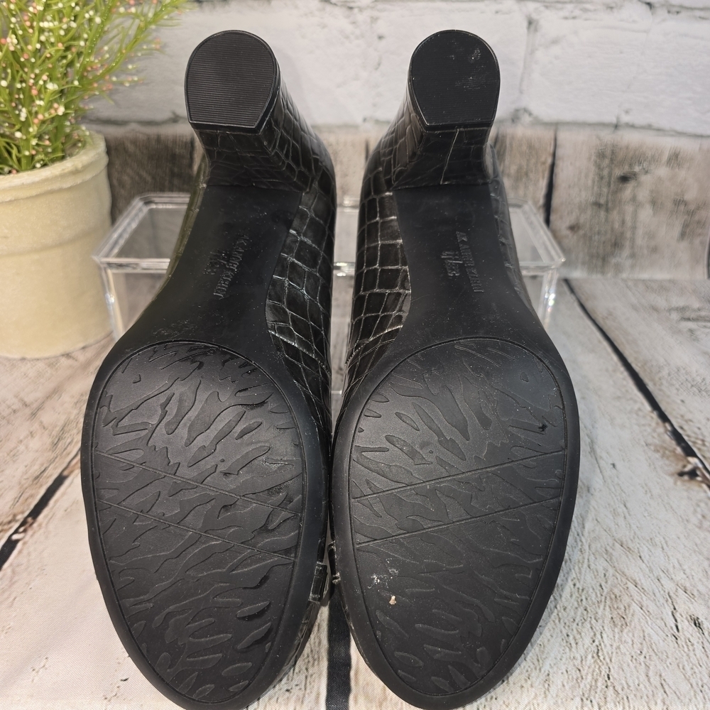 ANNE KLEIN FIELDING PEWTER CROCODILE EMBOSSED BLOCK HEEL PUMP WOMENS 7 - Picture 6 of 9